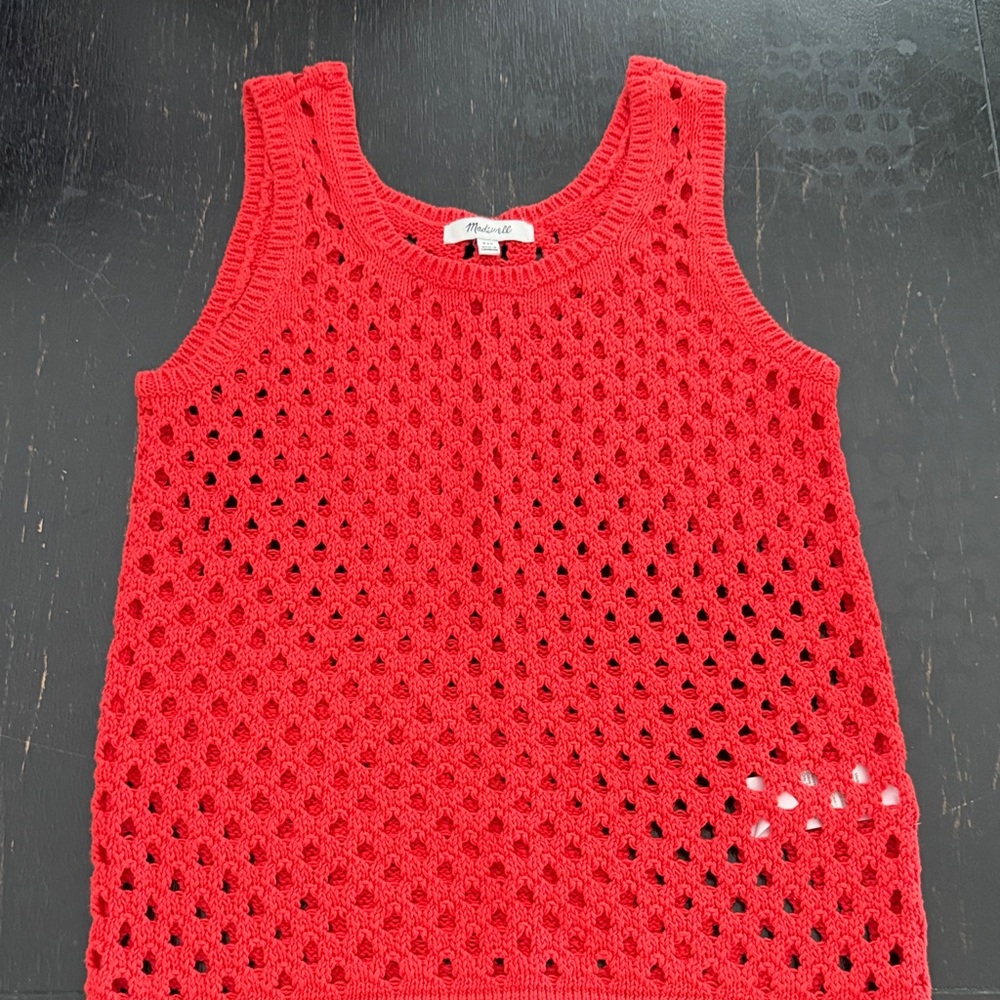 Madewell Red Crochet Knit Tank